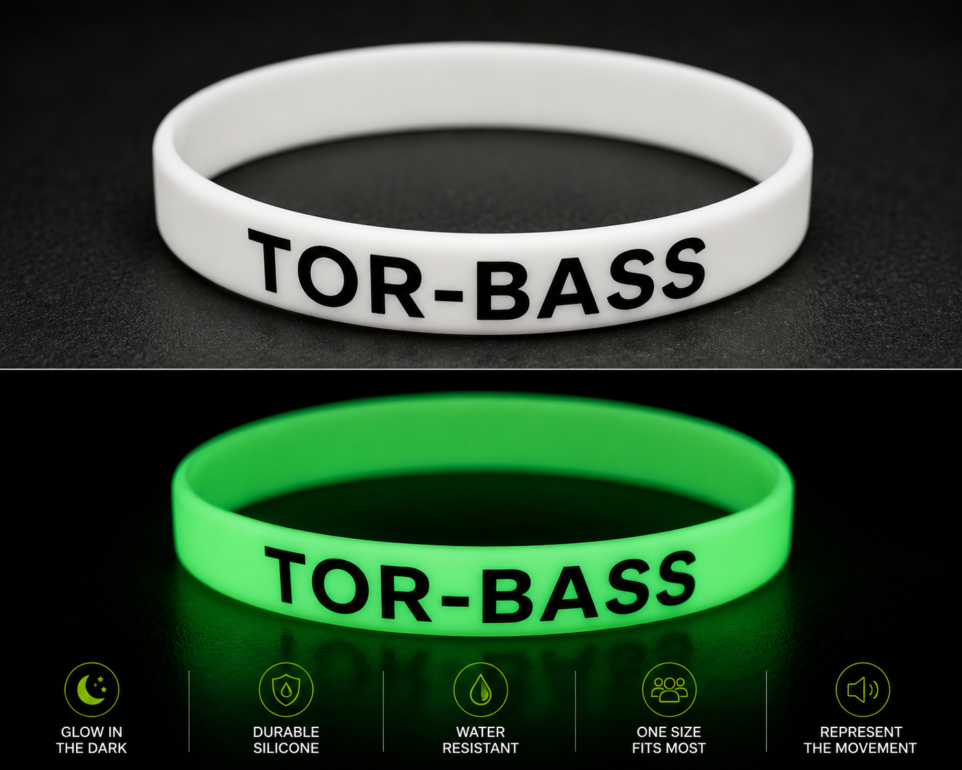TOR-BASS Glow in the Dark Wristband