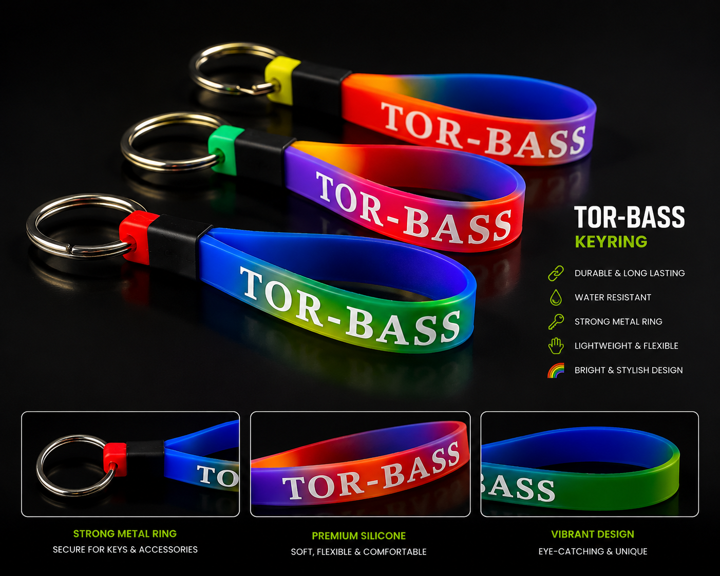 🌈 TOR-BASS Rainbow Silicone Keyring